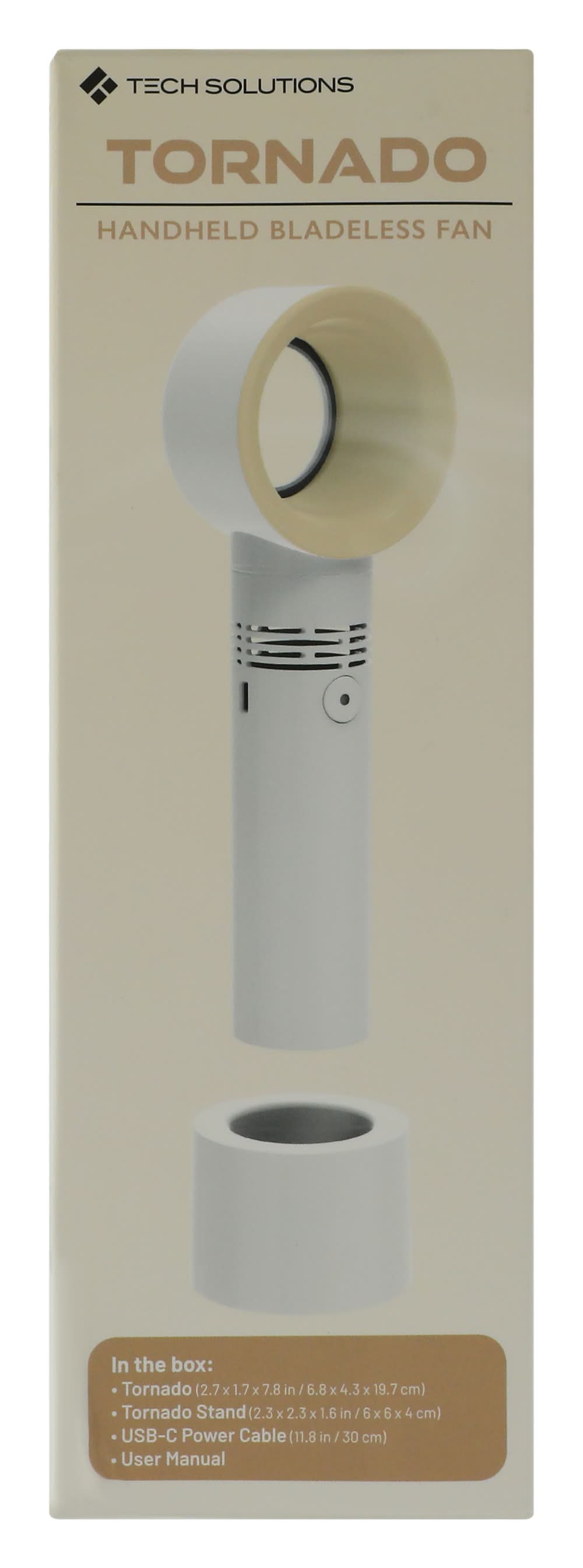 Tornado Bladeless Handheld Fan 2.7in x 7.8in Beige