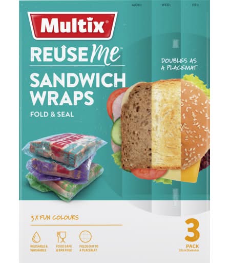 Multix Reuse Me Sandwich Wraps 3pk