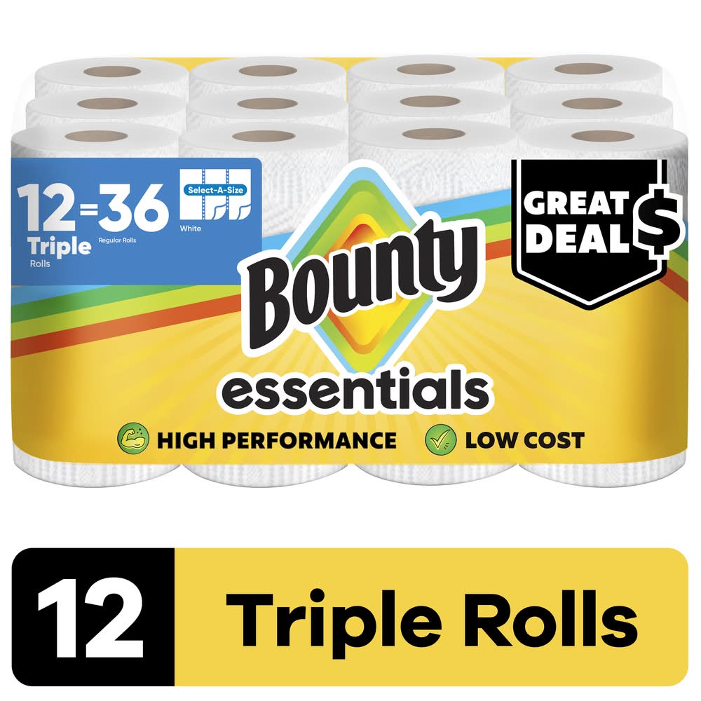 Bounty Essentials Paper Towels, White (12 ct)