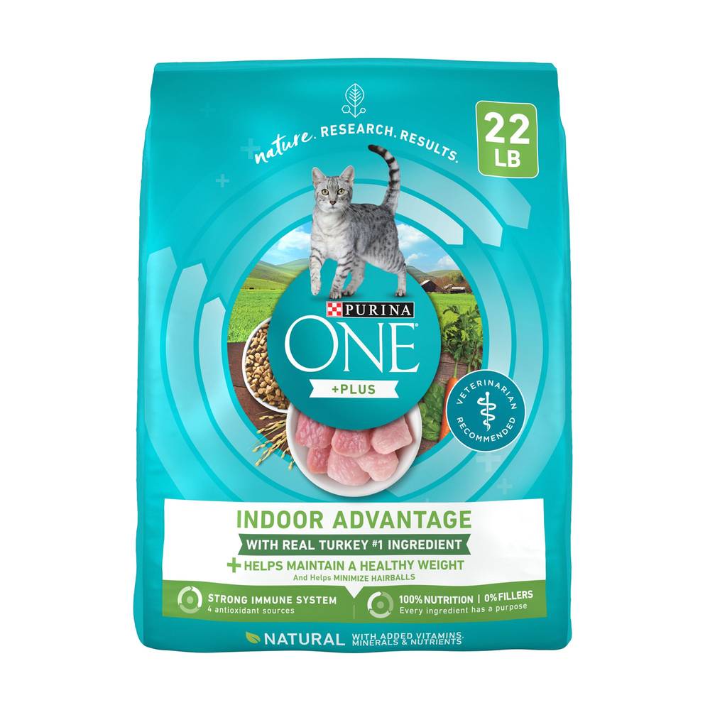 Purina One Hairball, Weight Control, Indoor, Natural Dry Cat Food; Indoor Advantage (22 lbs)