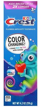 CREST Kids' Advanced Color Changing Toothpaste, Strawberry (4.2 oz)
