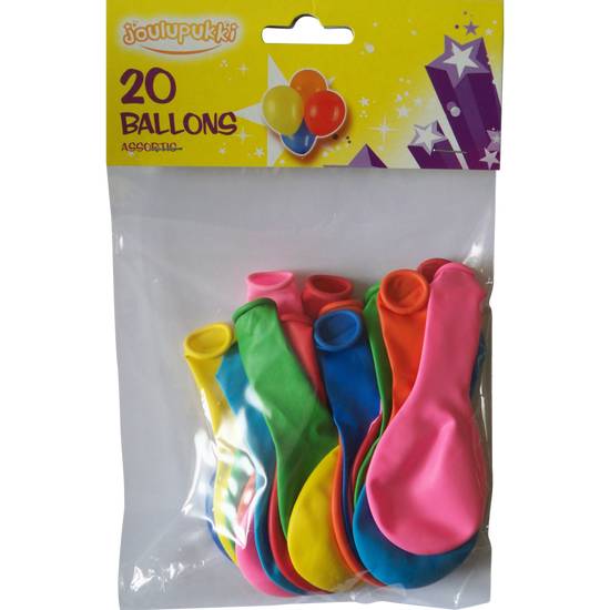 Joulupukki - Ballons de baudruche ronds coloris assortis (20 pièces)