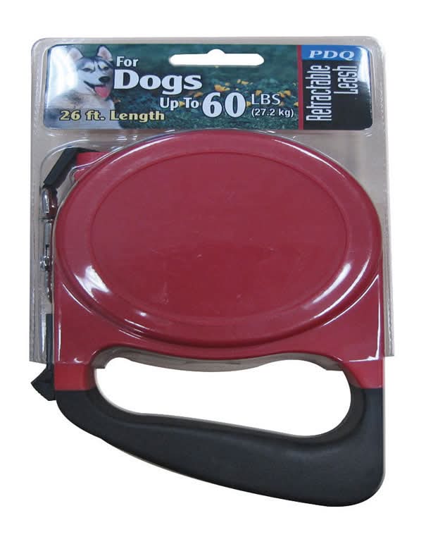 Pdq Red / Black Cotton/Nylon Dog Retractable Leash Medium/Large