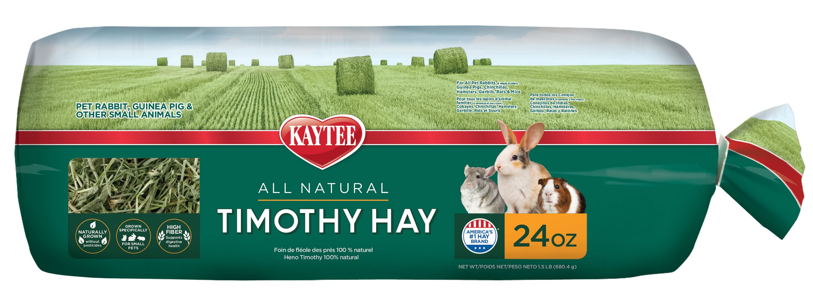 Kaytee All Natural Timothy Hay Small Animal Food (24 oz)