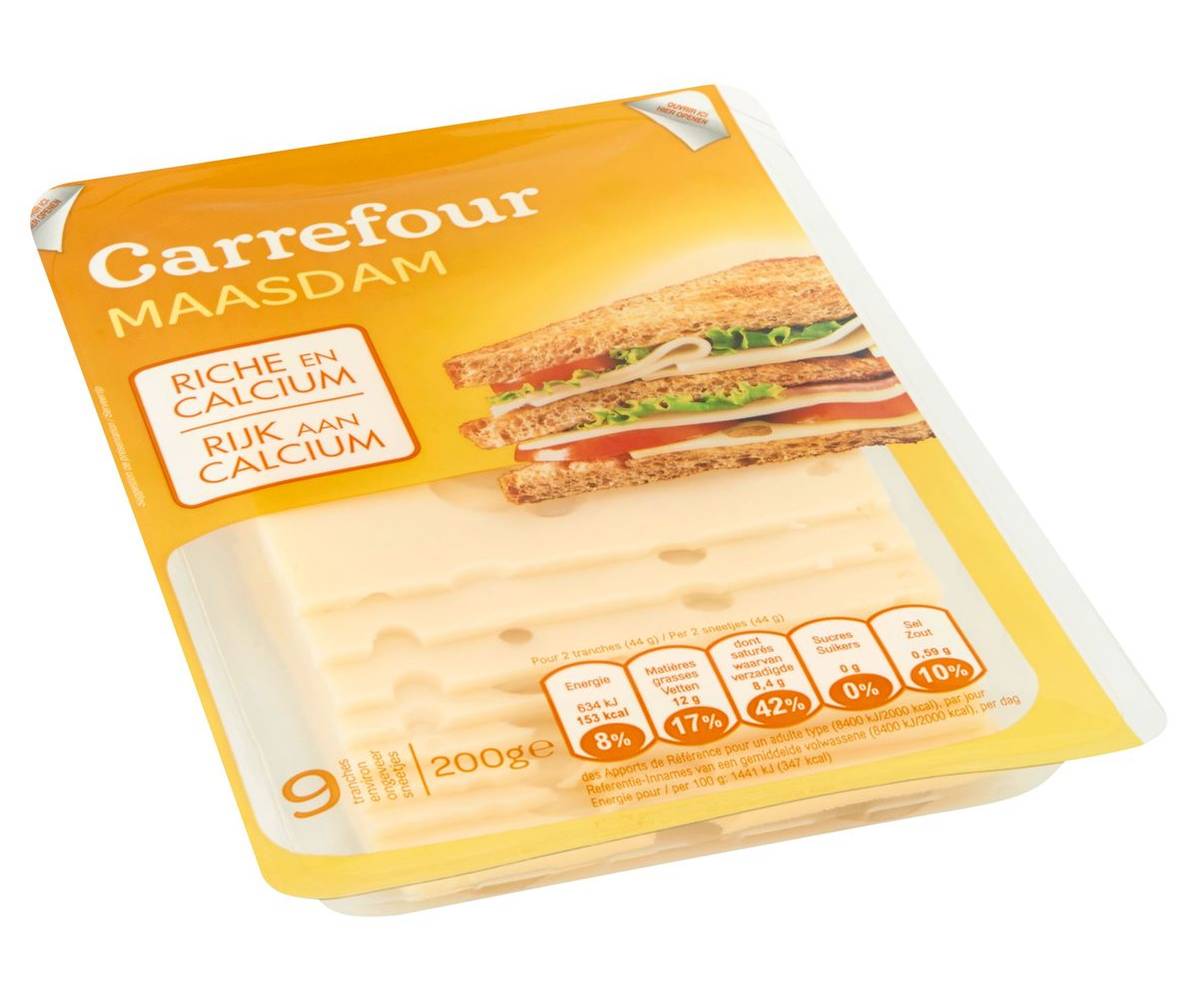 Carrefour Maasdam 9 Sneetjes 200 g