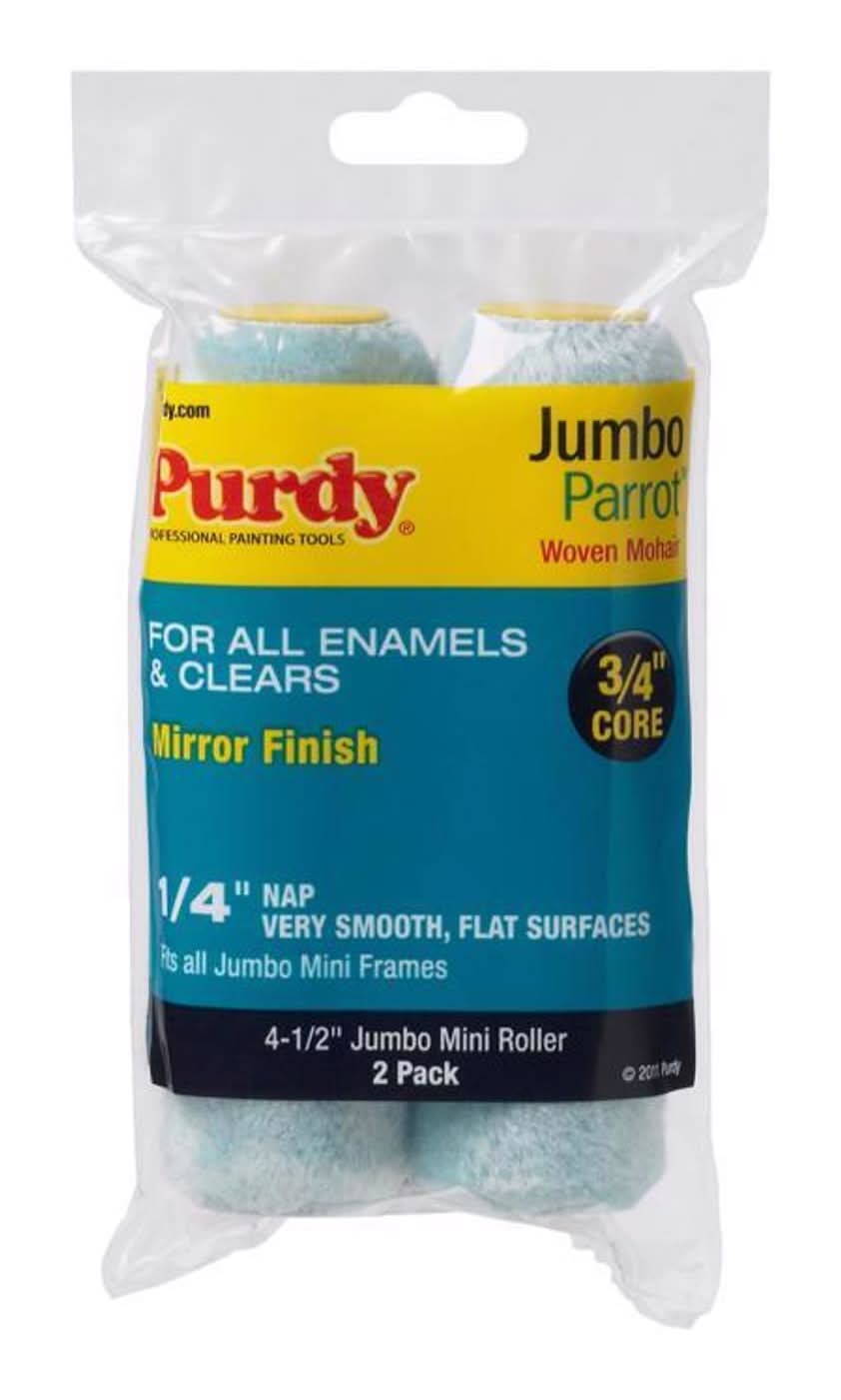Purdy Parrot Mohair Blend 4.5 In. W X 1/4 In. Jumbo Mini Paint Roller Cover 2 Pk
