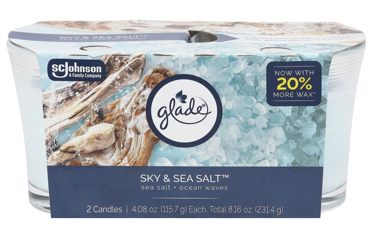 Glade Single Wick Candle, Sky & Sea Salt (2 x 4.08 oz)