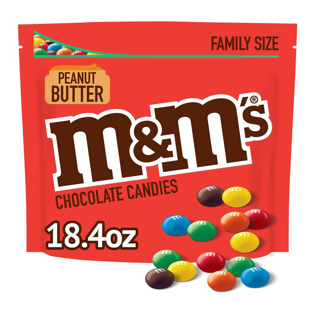M&M'S Peanut Butter Milk Chocolate Candy, Family Size, Resealable Bag, 17.2 oz