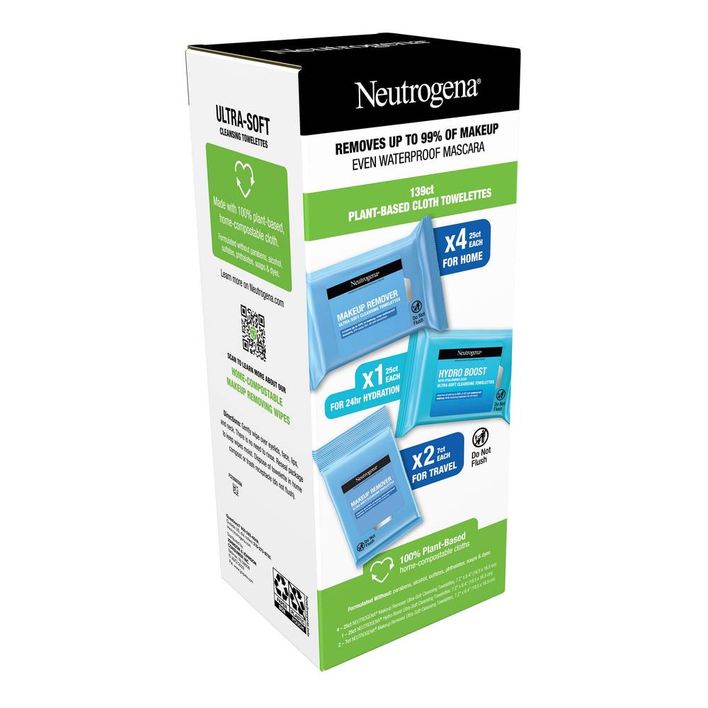 Neutrogena Makeup Remover & Hydro Boost Ultra-Soft Cleansing Towelettes, 139-count