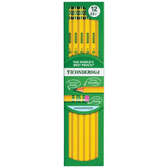 Ticonderoga Wooden Pencils H Hard Yellow