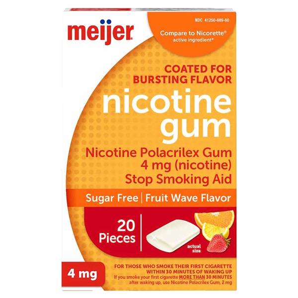 Meijer Nicotine Polacrilex Coated Gum, 4 Mg, Fruit Flavor (20 ct)