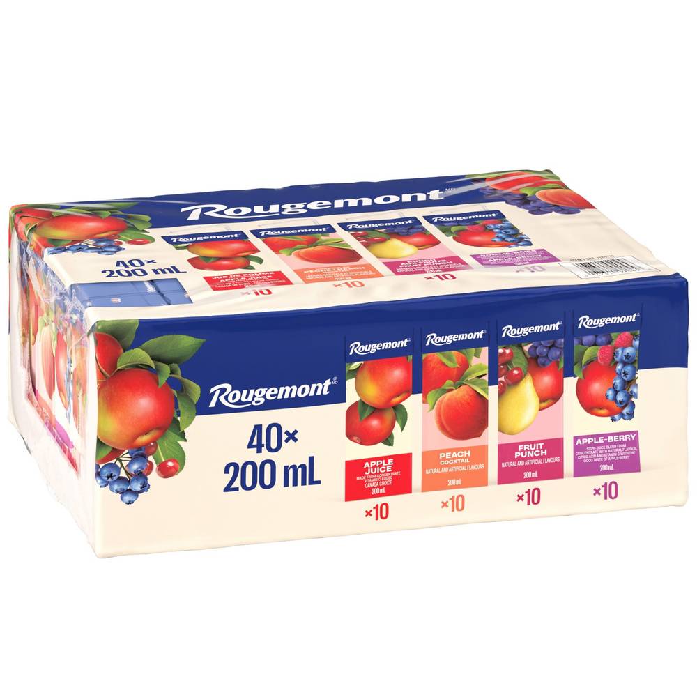 Rougemont 100% Juices And Cocktails, Assorted Flavours, 40 X 200 Ml