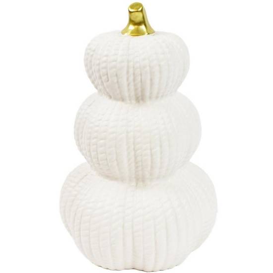 Large Ceramic Stacked Pumpkin Decoration, 14in