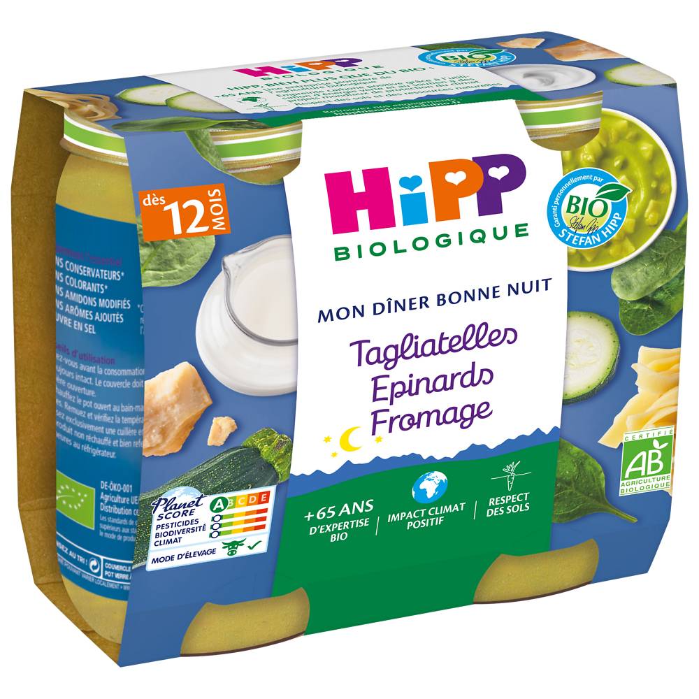 Hipp - Assiette tagliatelles epinards fromage dès 12 mois (2 pièces)