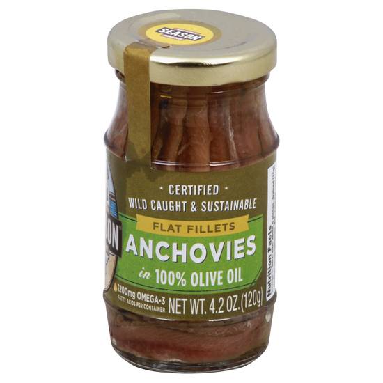 Season Flat Fillets Anchovies in 100% Olive Oil (4.2 oz)