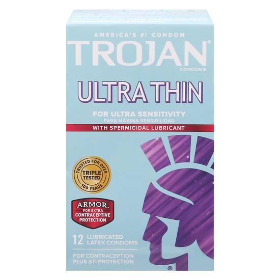 Trojan Ultra Thin With Spermicidal Lubricant Latex Condoms