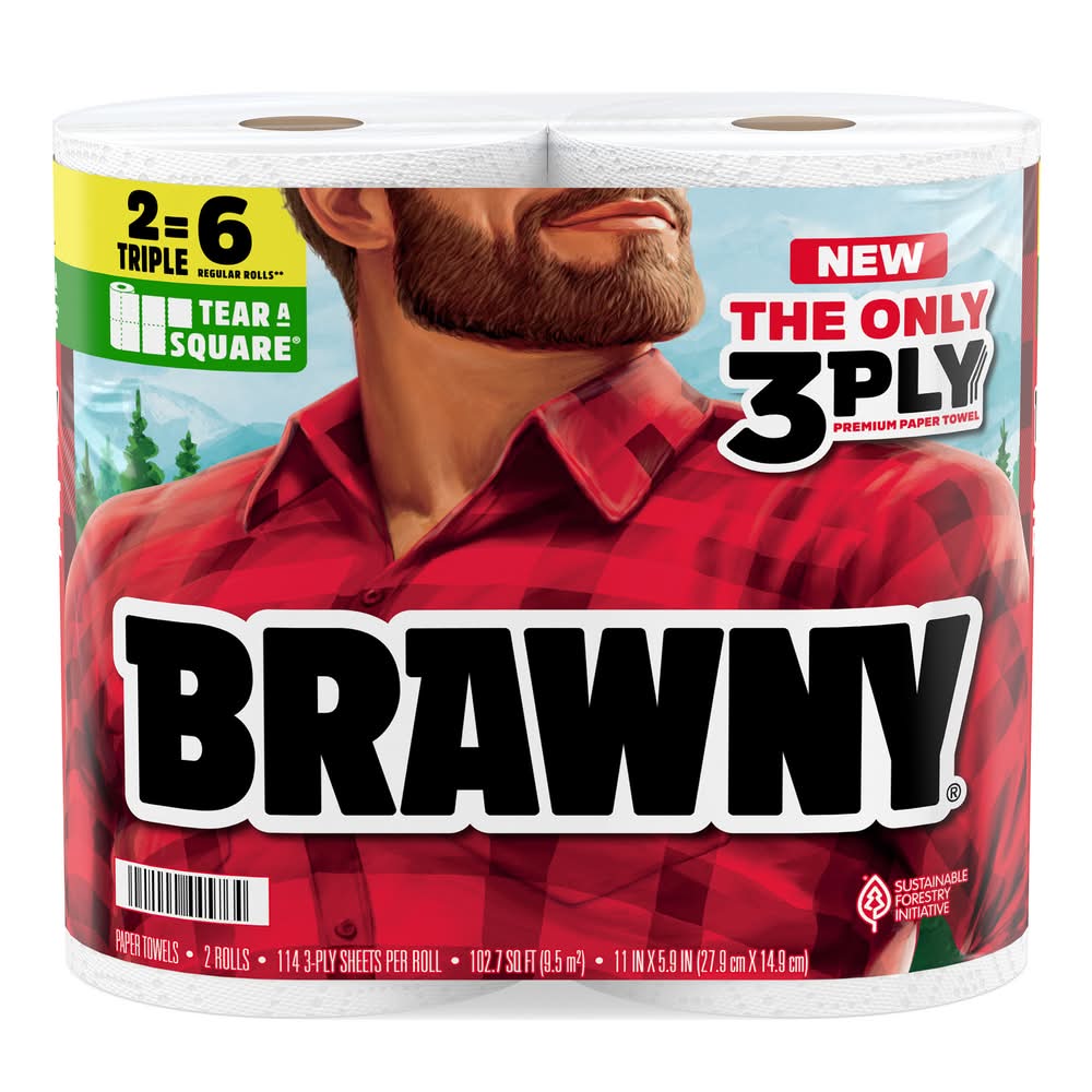 Brawny 3-Ply Tear-A-Square Paper Towels, 11x5.9 in (6 ct)