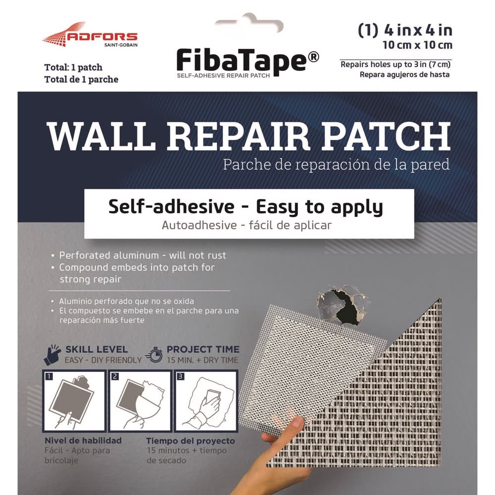 Saint-Gobain Adfors Fibatape 4 In. L X 4 In. W Fiberglass Reinforced Aluminum White Self Adhesive Wa