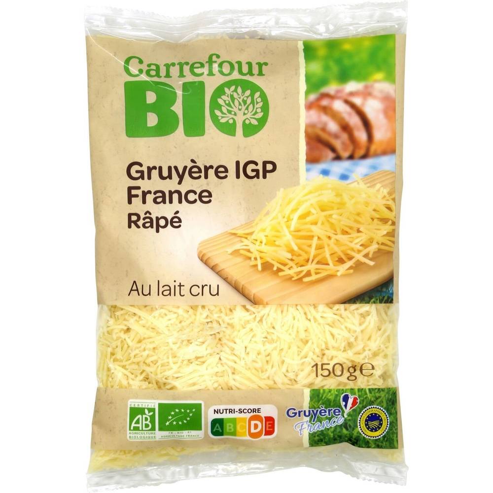 Fromage Râpé  Gruyère  IGP  Bio CARREFOUR BIO - le sachet de 150g