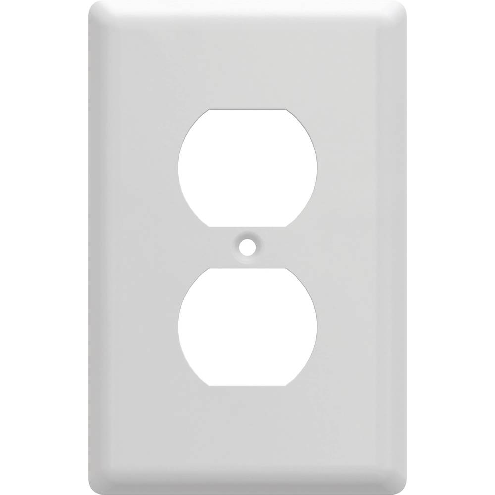 allen + roth Simple Square 1-Gang Standard Size Pure White Steel Indoor Duplex Wall Plate | W45064-PW-CP