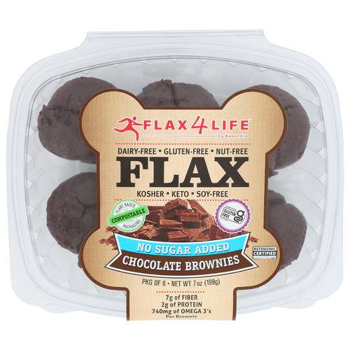 Flax4life No Sugar Added Chocolate Flax Brownies 6 Pack
