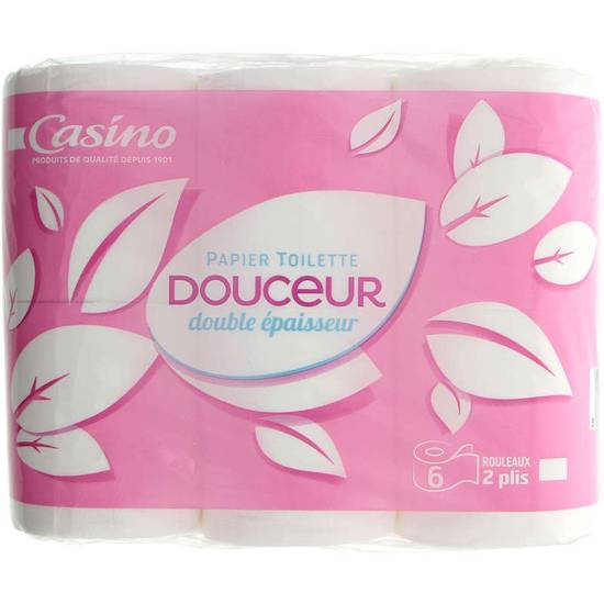 CASINO - Papier toilette - Douceur - Double épaisseur - Blanc - x6