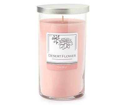 Desert Flower Pink Jar Candle With Silver Lid, 18 oz.