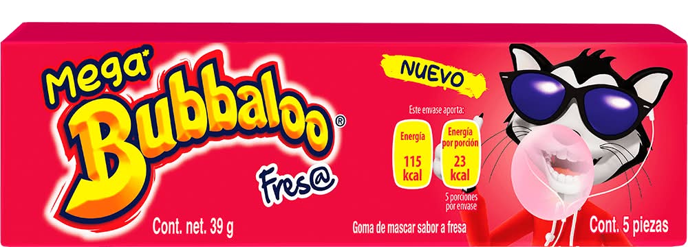 Bubbaloo · Goma de mascar mega sabor fresa (39 g)
