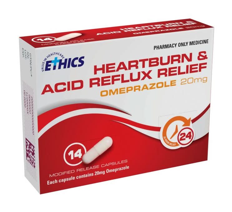 Ethics Heartburn & Acid Reflux Relief Omeprazole 20mg Capsules 14s