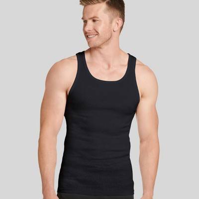 Jockey Generation™ Men's 100% Cotton Tank 3pk - Black/Gray L: Sleeveless Knit Undershirts, Tailored Fit