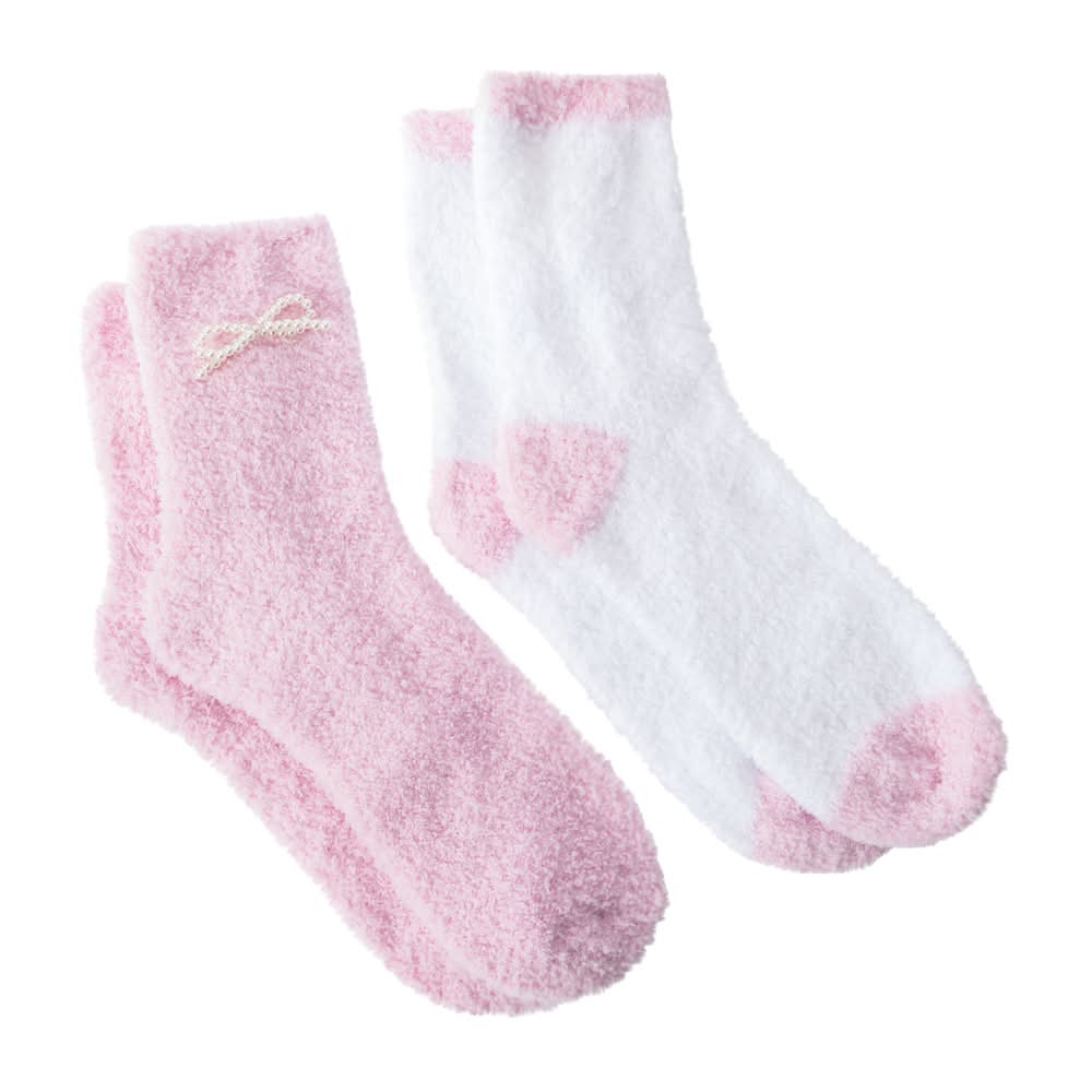 Cozy Crew Socks 2-Pairs Pink Bow