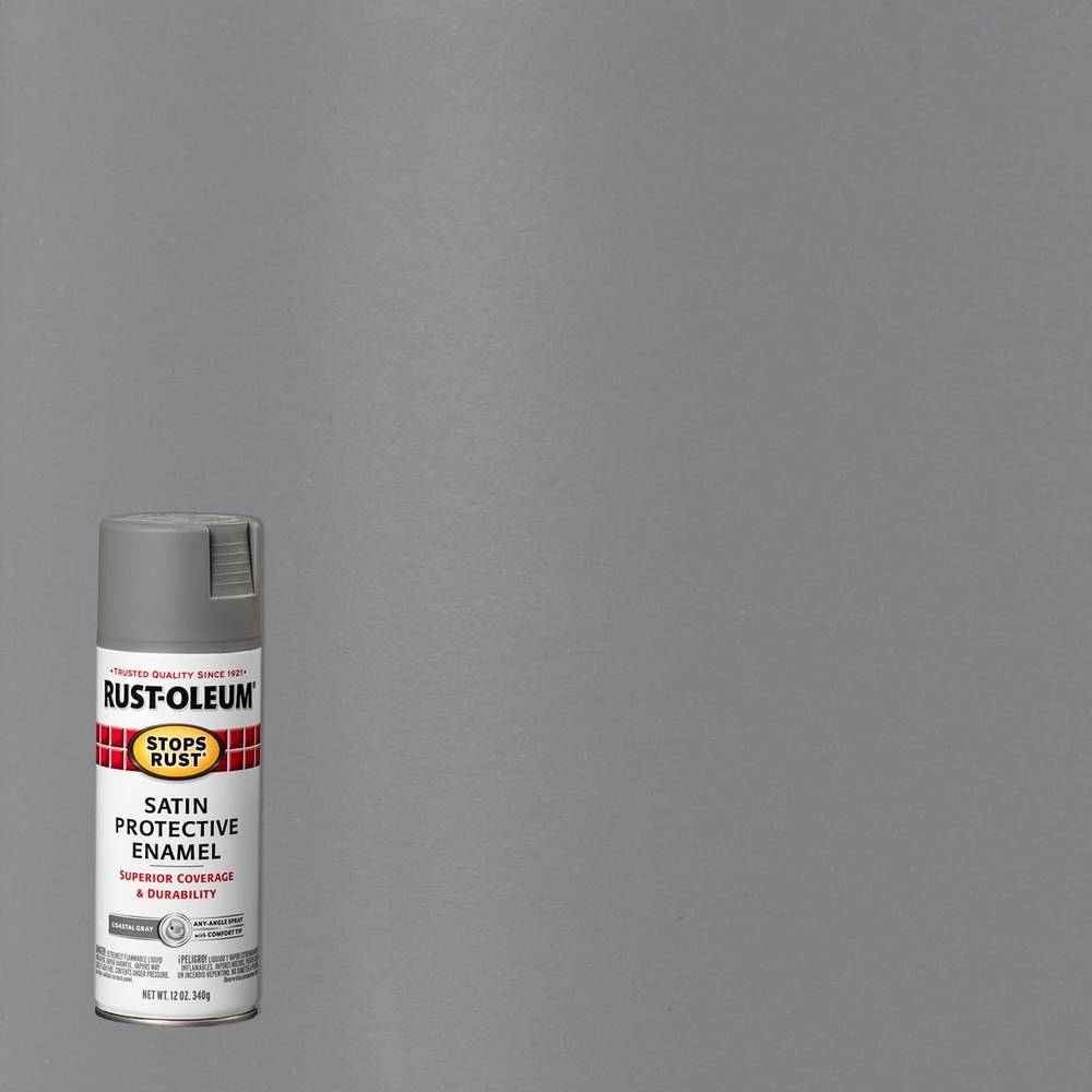 Rust-Oleum Stops Rust Satin Coastal Gray Spray Paint (NET WT. 12-oz | 312819