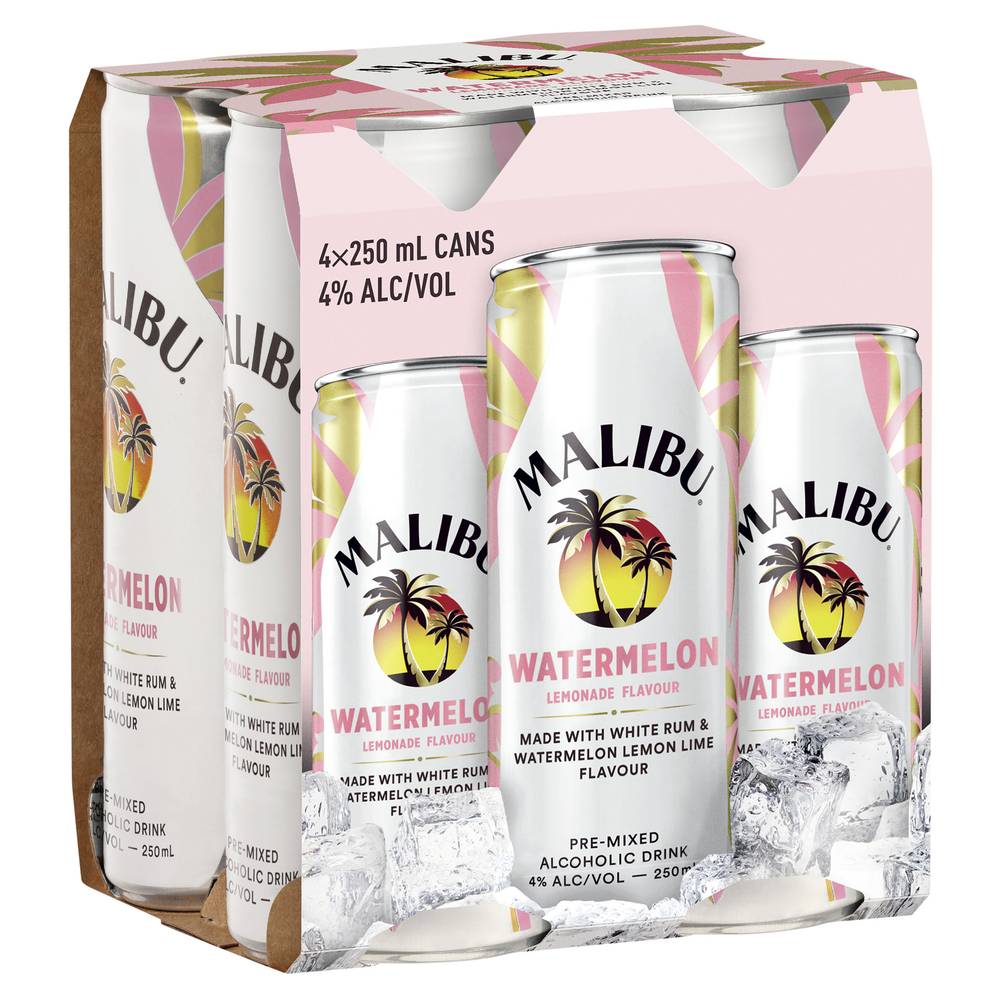 Malibu Watermelon Lemonade Can 250mL X 4 pack
