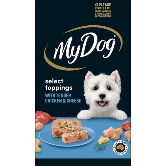 My Dog Adult Wet Dog Food Select Toppings With Tender Chicken & Cheese 6x100g Trays 6 pack