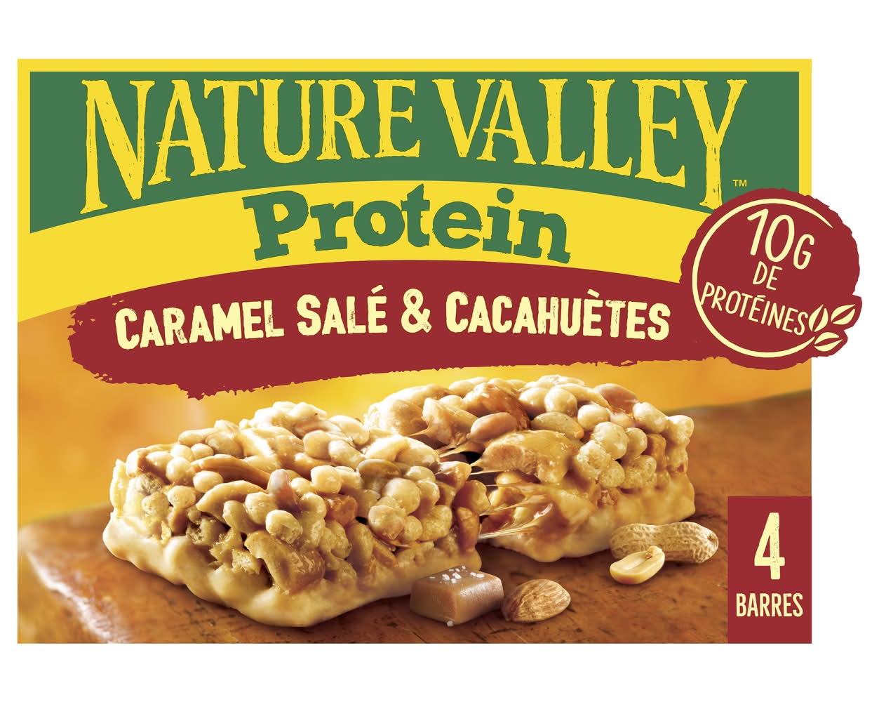 Nature Valley - Barres céréales protein, caramel salé-cacahuètes (4 x 40g)