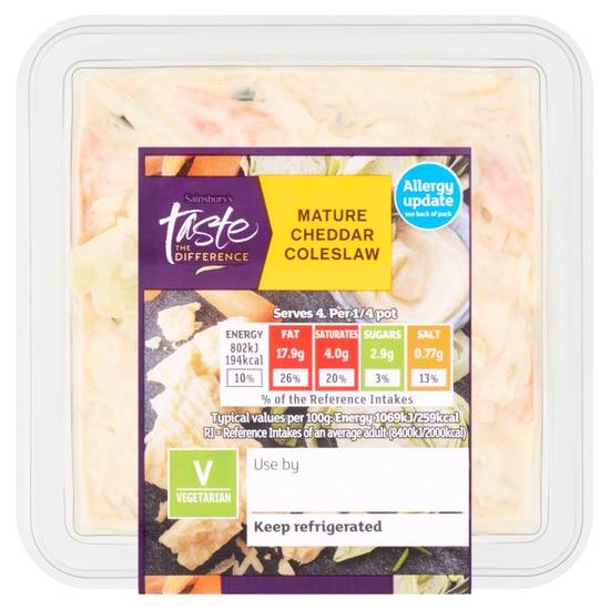 SAVE £0.50 Sainsbury's Mature Cheddar Coleslaw, Taste the Difference 300g