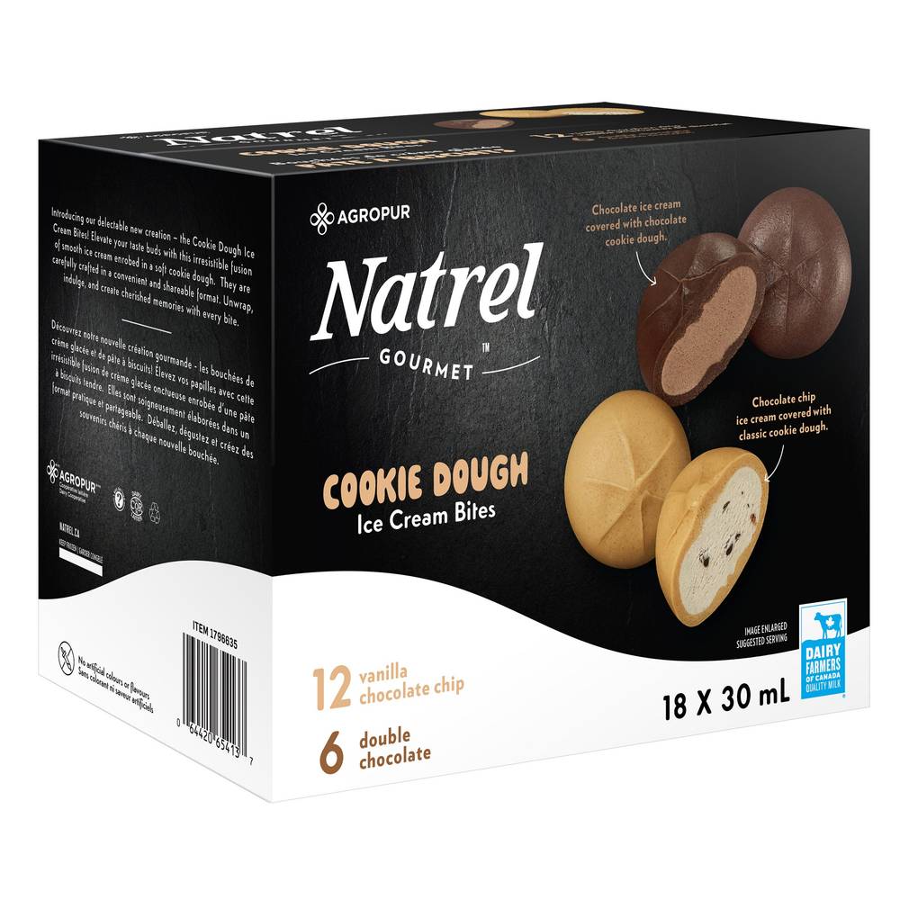 Natrel Gourmet Cookie Dough Ice Cream Bites, 18 × 30 Ml