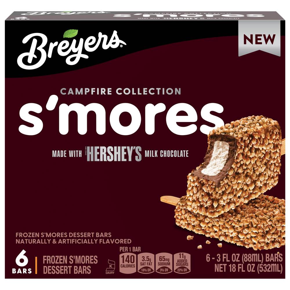 Breyers Frozen Dessert Bars, S'mores (18 fl oz, 6 ct)