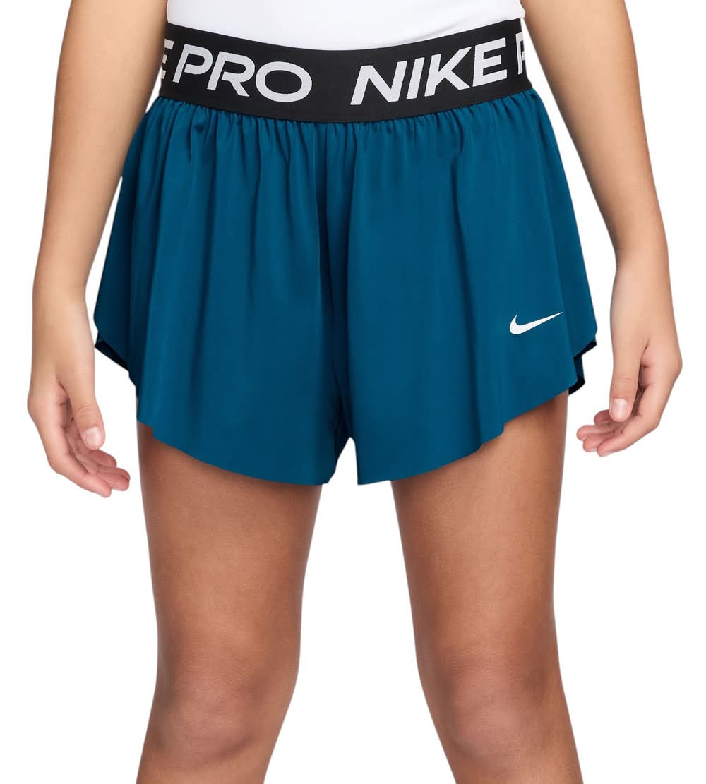 Nike Girls' Pro Dri-FIT 2-In-1 Shorts (Green Abyss/Black, L)