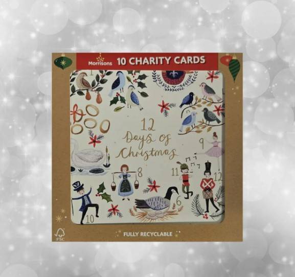 MORRISONS 12 DAYS OF CHRISTMAS CARDS 10 PACK