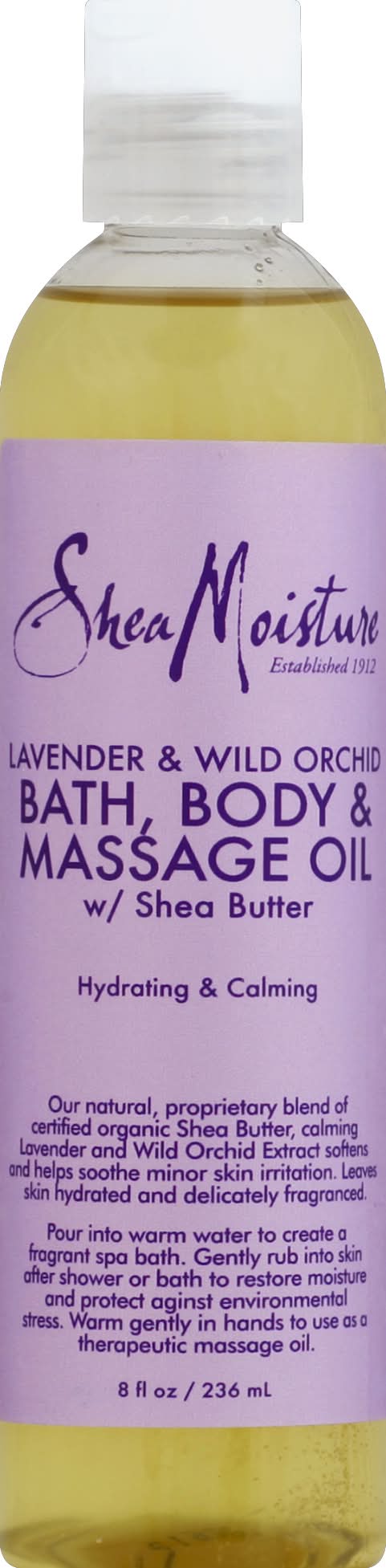 SheaMoisture Shea Butter Bath & Body Massage Oil, Lavender & Wild Orchid (8 fl oz)