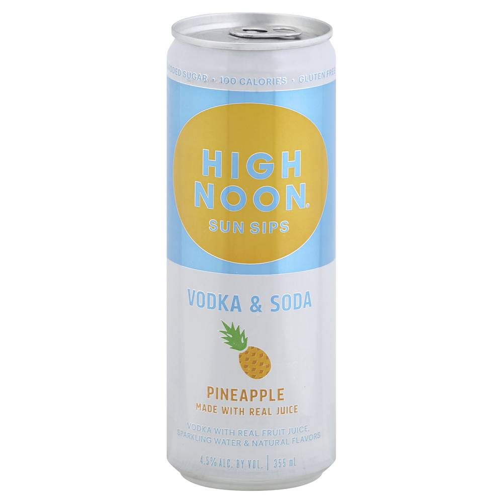 High Noon Sun Sips Pineapple Real Vodka & Soda (4 ct, 12 fl oz)