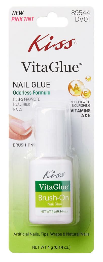 KISS Vita Brush-On Nail Glue, Pink Tint (0.14 oz)