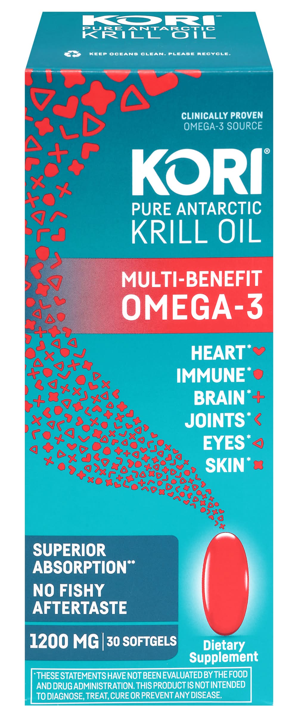 Kori Pure Antarctic Krill Oil 1200 mg Dietary Supplement Softgels (4.8 oz, 30 ct)