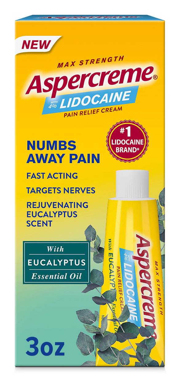 Aspercreme Max Strength Lidocaine With Eucalyptus Essential Oil Pain Relief Cream (3 oz)