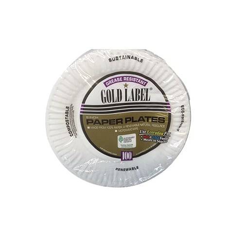 Gold Label 9 in Coated Paper Plates (100 ct)