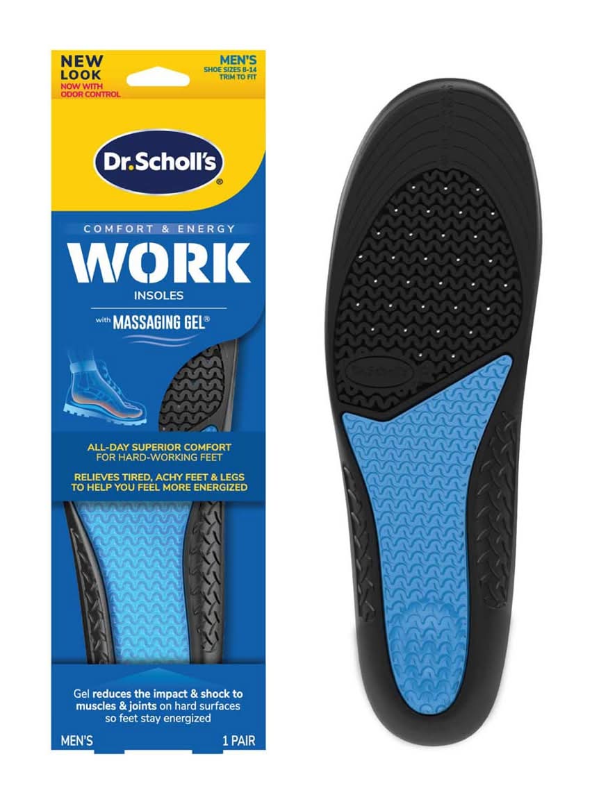 Dr. Scholl'S Comfort & Energy Work Insoles With Massaging Gel Men'S Trim To Fit - Sizes 8-14