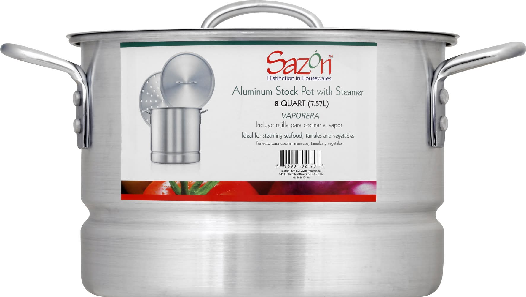 Sazón 8 Quarts Aluminum Stock Pot With Steamer