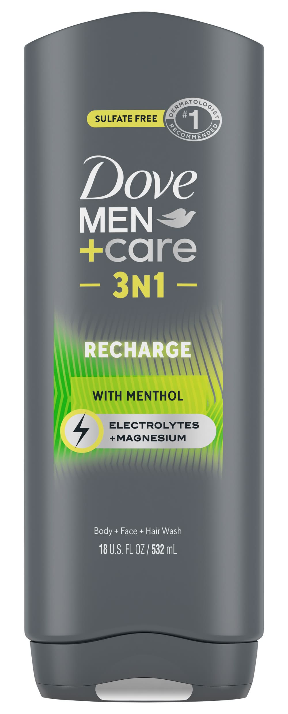 Dove Men+Care 3 in 1 Recharge With Menthol Body + Face + Hair Wash (18 fl oz)
