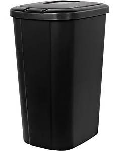 Hefty Polypropylene Trash Can With Lid, Black